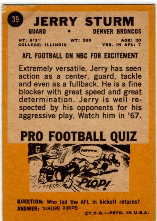 Jerry Sturm 1967 Topps Card #39