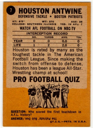 Houston Antwine 1967 Topps Card #7