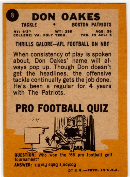 Don Oakes 1967 Topps Card #8