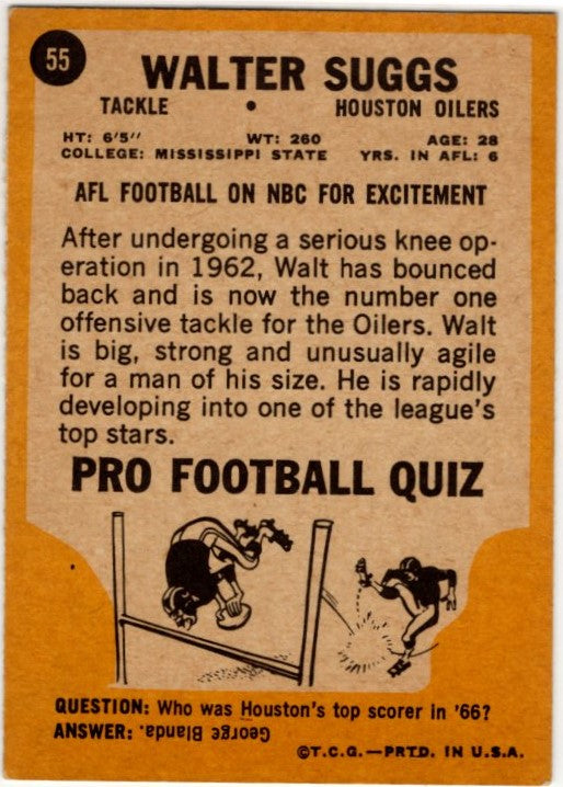 Walter Suggs 1967 Topps Card #55