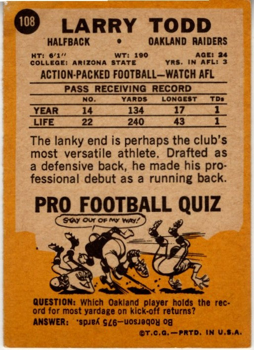 Larry Todd 1967 Topps Card #108