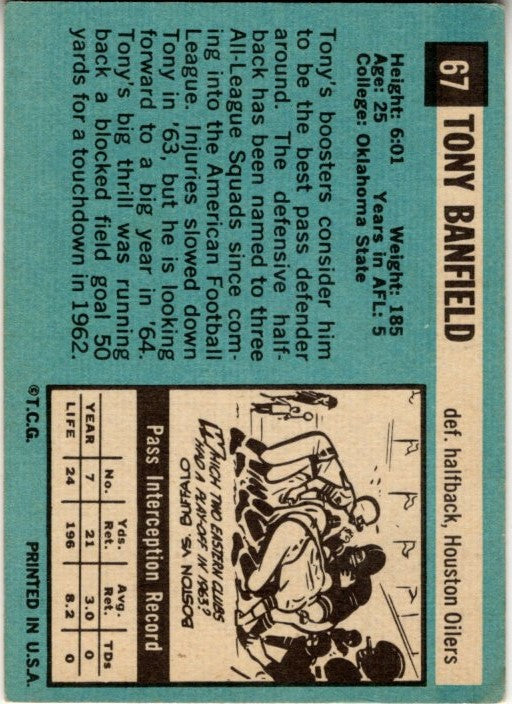 Tony Banfield 1964 Topps Card #67