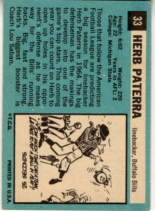 Herb Paterra 1964 Topps Card #33