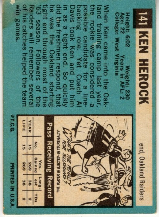 Ken Herock 1964 Topps Card #141