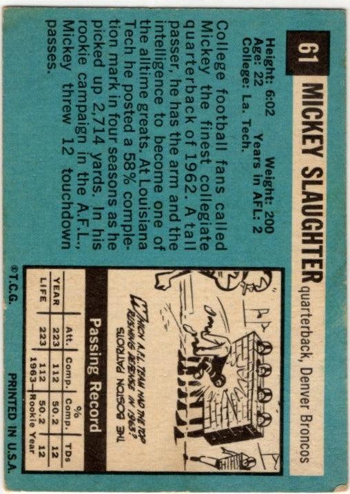 Mickey Slaughter 1964 Topps Card #61