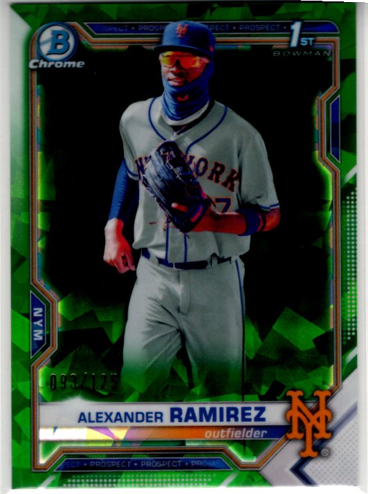Alexander Ramirez 2021 Bowman Chrome Prospect 1st Bowman Green Ice Cracked Refractor Card #BCP-208 093/125