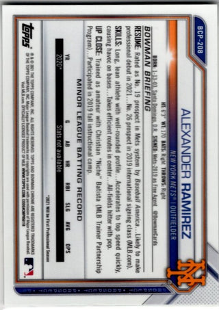 Alexander Ramirez 2021 Bowman Chrome Prospect 1st Bowman Green Ice Cracked Refractor Card #BCP-208 093/125