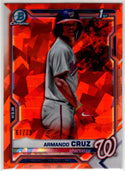 Armando Cruz 2021 Bowman Chrome Prospects 1st Bowman Orange Ice Cracked Refractor Card #BCP-247 67/75