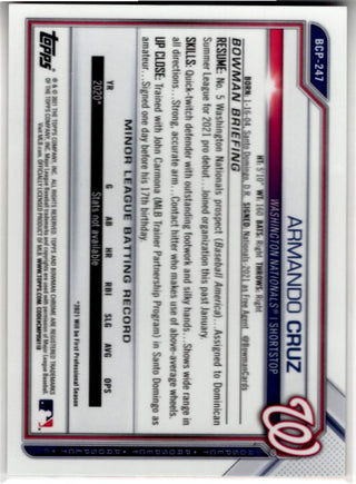 Armando Cruz 2021 Bowman Chrome Prospects 1st Bowman Orange Ice Cracked Refractor Card #BCP-247 67/75