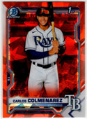 Carlos Colemenarez 2021 Bowman Chrome Prospect 1st Bowman Orange Ice Cracked Refractor Card #BCP-238 07/75