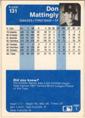 Don Mattingly 1984 Fleer Card #131