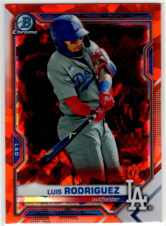 Luis Rodriguez 2021 Bowman Chrome Prospect Sapphire Orange Cracked Ice Refractor BCP-196 74/75