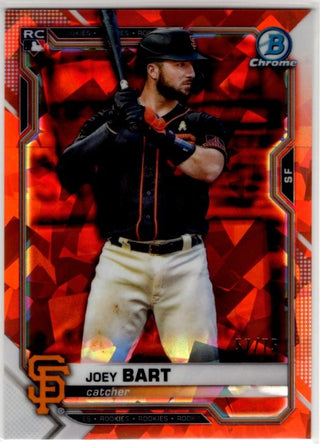 Joey Bart 2021 Bowman Chrome Sapphire Orange Cracked Ice Refactor RC Card #23 57/75