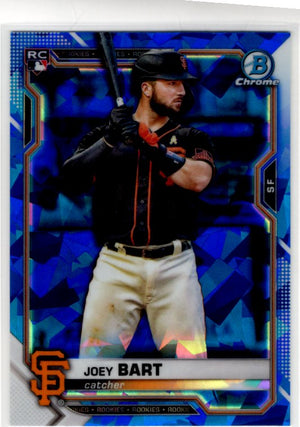 Joey Bart 2021 Bowman Chrome Sapphire Blue Cracked Ice Refactor RC Card #23