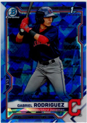 Gabriel Rodriguez 2021 Bowman Chrome Prospect 1st Bowman Sapphire Blue Cracked Ice Card #BCP-180