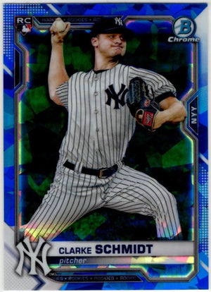 Clarke Schmidt 2021 Bowman Chrome Sapphire Blue Cracked Ice RC Card #33