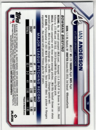 Ian Anderson 2021 Bowman Chrome Sapphire Blue Cracked Ice RC Card #76