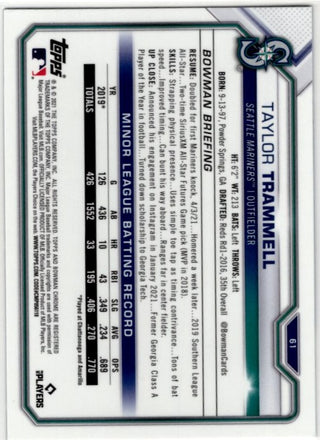 Taylor Trammell 2021 Bowman Chrome Sapphire Blue Cracked Ice RC Card #61