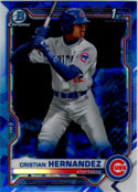 Cristian Hernandez 2021 Bowman Chrome Prospect 1st Bowman Sapphire Blue Cracked Ice Card #BCP-171