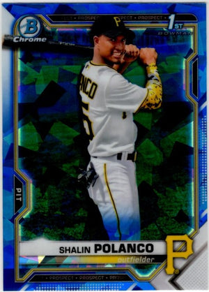 Shalin Polanco 2021 Bowman Chrome Prospect 1st Bowman Sapphire Blue Cracked Ice Card #BCP-222