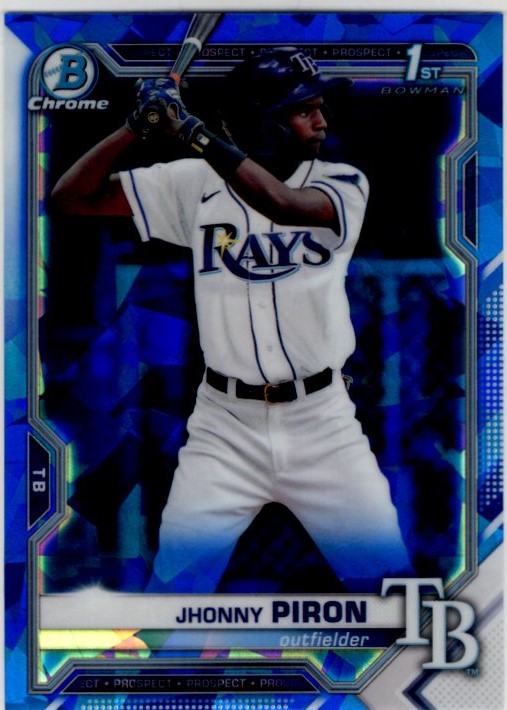 Jhonny Piron 2021 Bowman Chrome Prospect 1st Bowman Sapphire Blue Cracked Ice Card #BCP-239