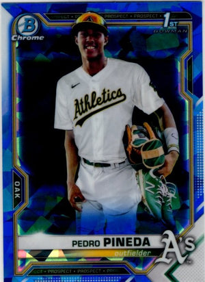 Pedro Pineda 2021 Bowman Chrome Prospect 1st Bowman Sapphire Blue Cracked Ice Card #BCP-216