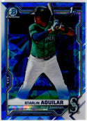 Starlin Aguilar 2021 Bowman Chrome Prospect 1st Bowman Sapphire Blue Cracked Ice Card #BCP-249
