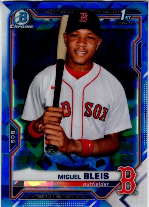 Miguel Bleis 2021 Bowman Chrome Prospect 1st Bowman Sapphire Blue Cracked Ice Card #BCP-167