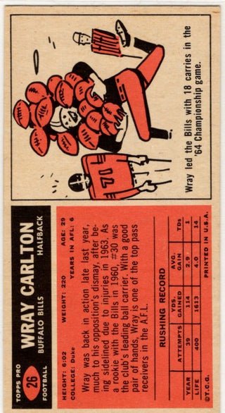 Wray Carlton 1965 Topps Card #26
