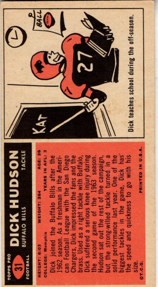 Dick Hudson 1965 Topps Card #31