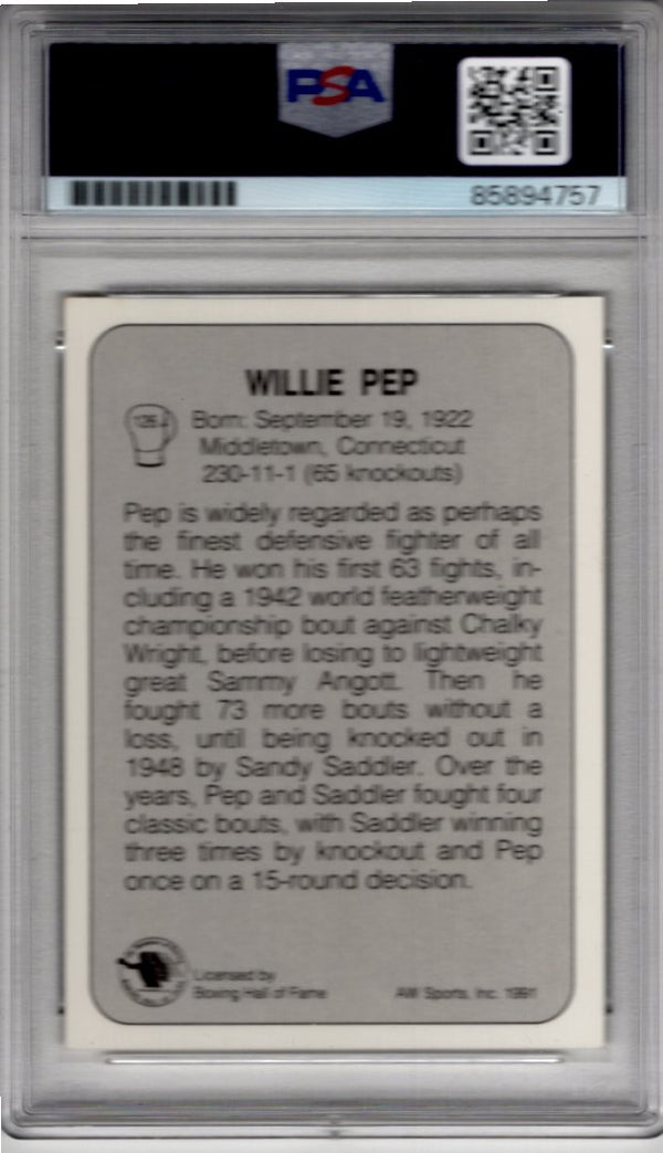 Willie Pep 1991 Authentic Autograph PSA/DNA Certified