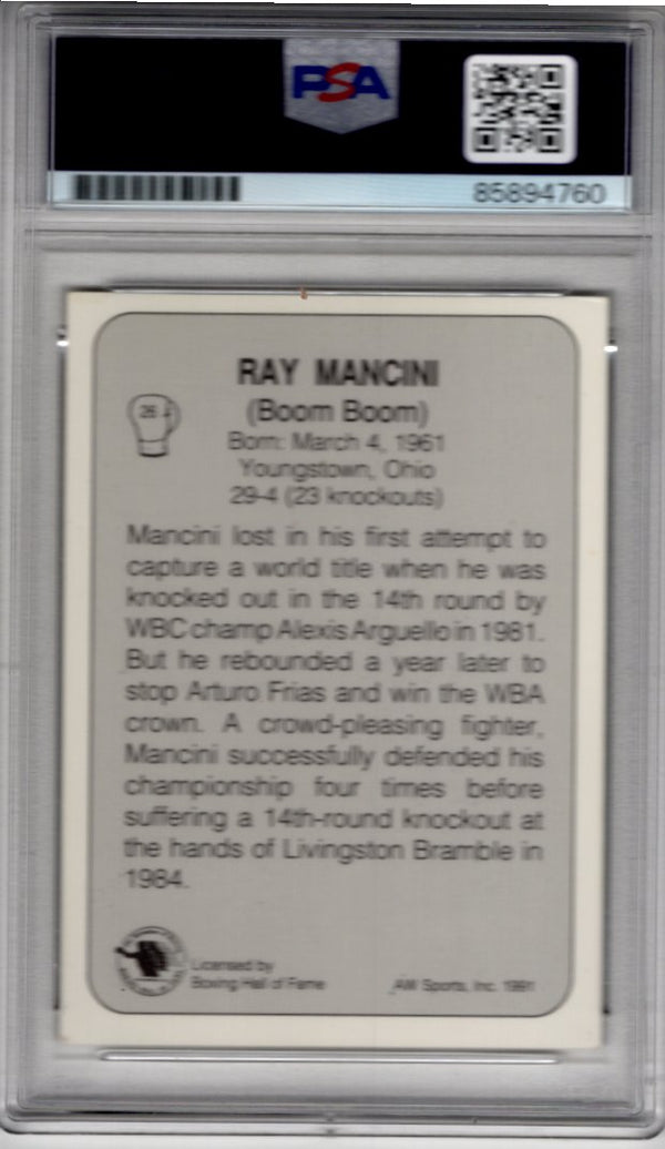 Ray Mancini 1991 Authentic Autograph PSA/DNA Certified