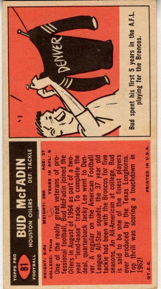 Bud McFadin 1965 Topps Card #81