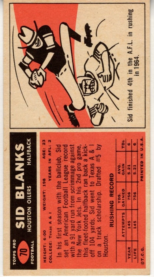 Sid Blanks 1965 Topps Card #70
