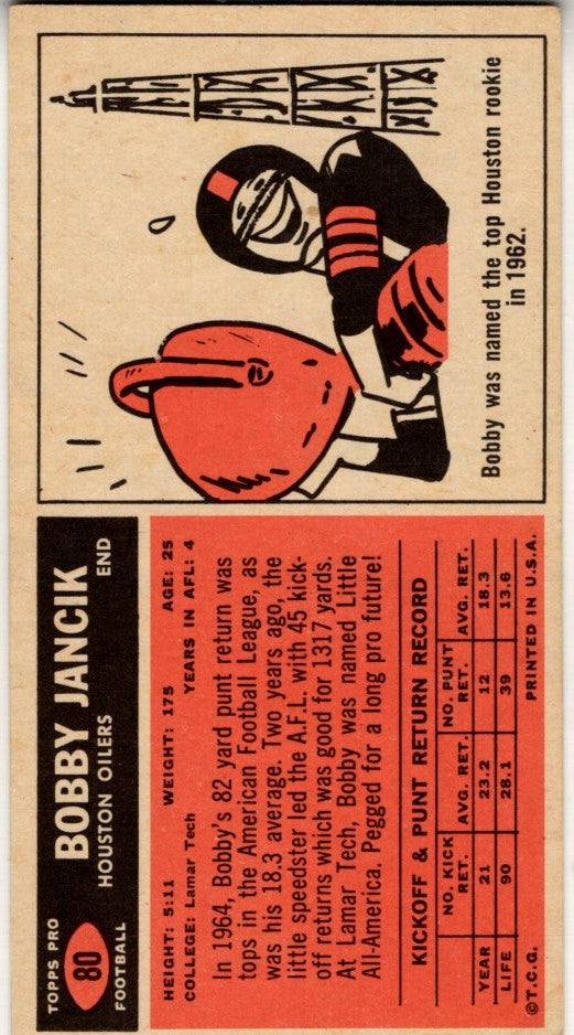Bobby Jancik 1965 Topps Card #80