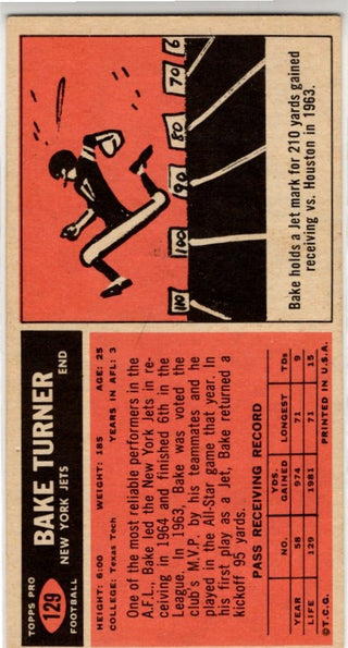 Bake Turner 1965 Topps Card #129