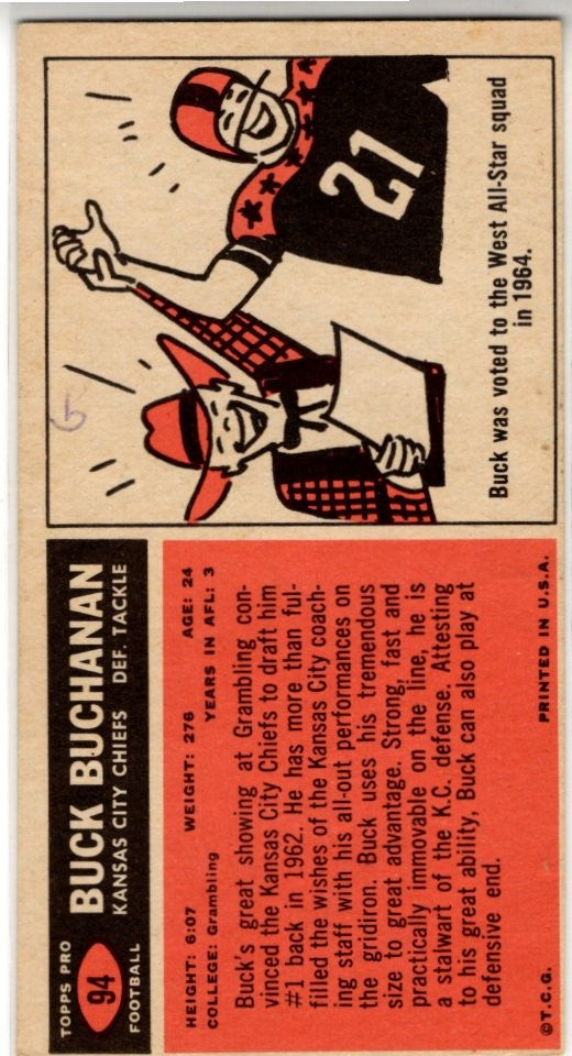 Buck Buchanan 1965 Topps Card #94