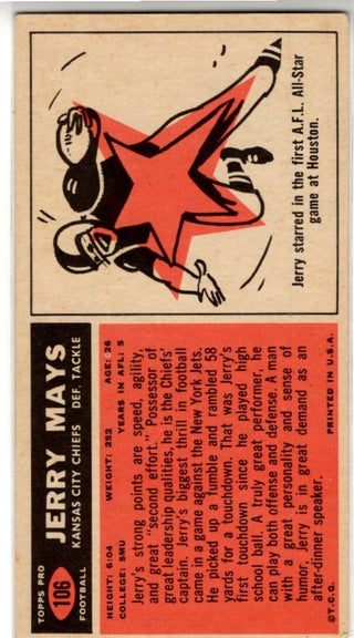 Jerry Mays 1965 Topps Card #106