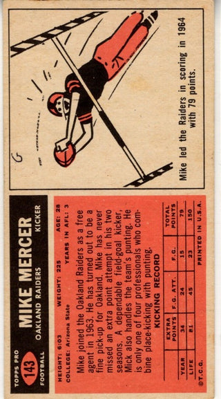 Mike Mercer 1965 Topps Card #143