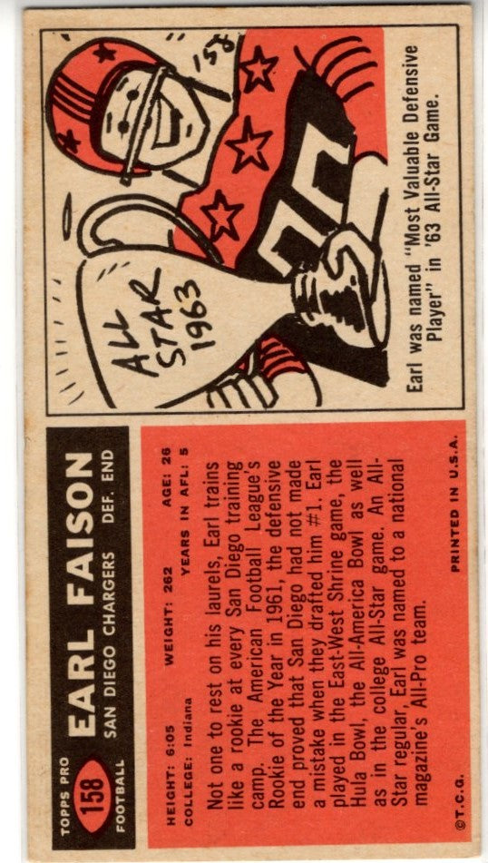 Earl Falson 1965 Topps Card #158 Marks on Card