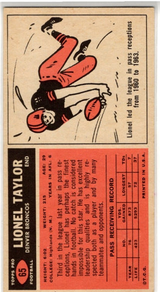 Lionel Taylor 1965 Topps Card #65
