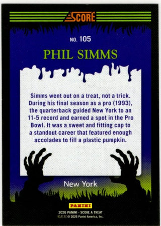 Phil Simms 2026 Panini Score A Treat Purple Web Parallel Card #105