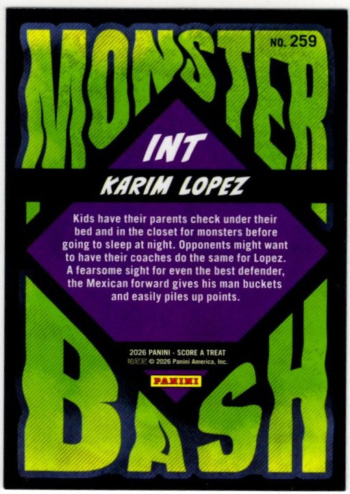 Karim Lopez 2026 Panini Score a Treat Monster Bash Purple Web Parallel Card #259