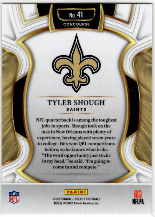 Tyler Shough 2025 Panini Select Concourse Silver Prizm RC Card #41