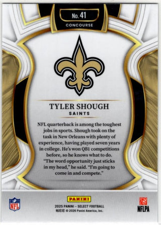 Tyler Shough 2025 Panini Select Concourse Silver Prizm RC Card #41