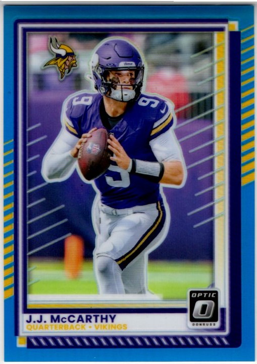 J.J. McCarthy 2025 Panini Donruss Optic Blue Prizm Card #46 226/399