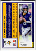 J.J. McCarthy 2025 Panini Donruss Optic Blue Prizm Card #46 226/399