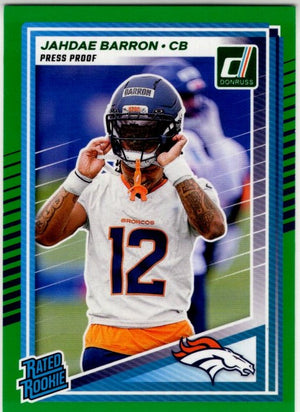 Jahdae Barron 2025 Panini Donruss Rated Rookie Press Proof Green Card #365