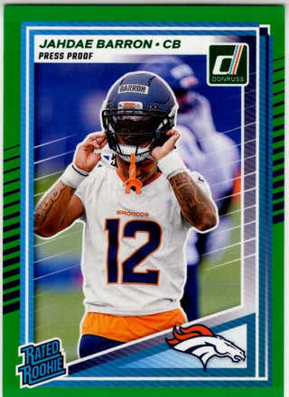 Jahdae Barron 2025 Panini Donruss Rated Rookie Press Proof Green Card #365