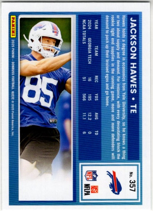 Jackson Hawes 2025 Panini Donruss Rated Rookie Press Proof Green Card #357